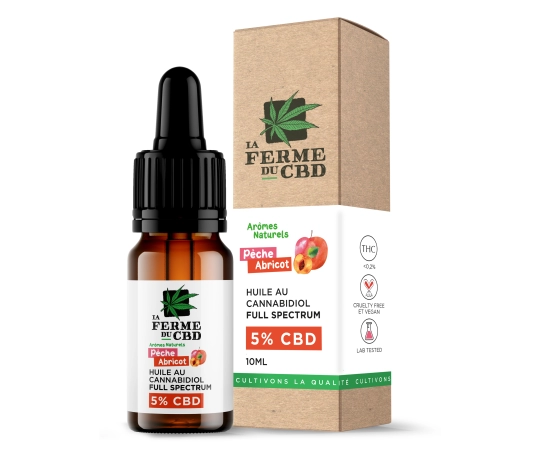 Huile CBD 5% Pêche-Abricot